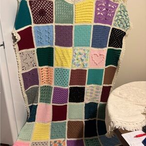52”x68” Colorful Patchwork Crochet Sampler Blanket